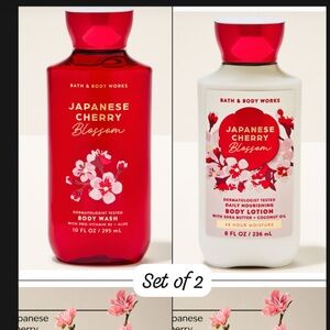 Japanese Cherry Blossom Body Wash and Lotion Set - Red and White